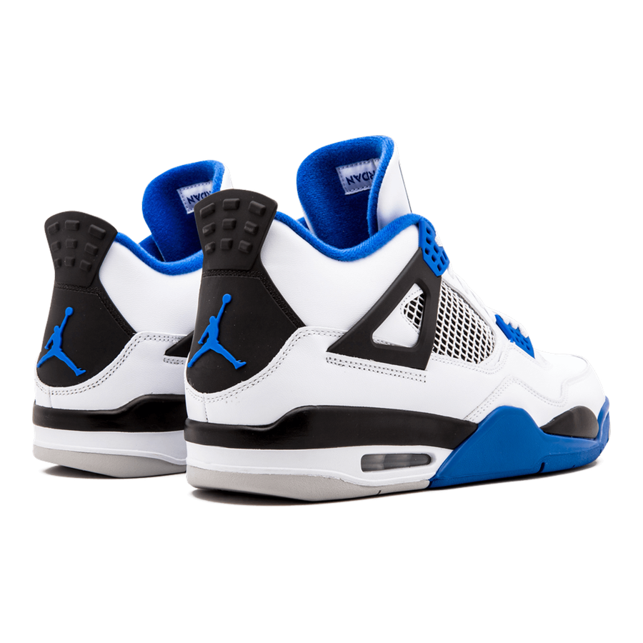 Air Jordan 4 Retro Motorsports Sneaker: Klassischer Herren Sportschuh aus Leder in Blau-Weiß