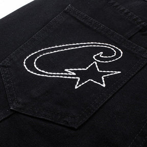 Corteiz Schwarzes Denim Set: Stilvoller Streetwear-Look für Ihn und Sie