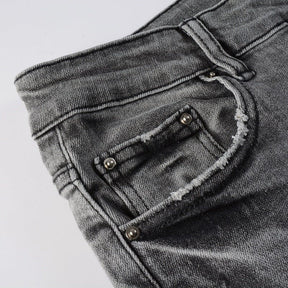 Amiri Schwarze Bandana Designer Jeans – Luxuriöser Slim Fit Stretch Denim Herren