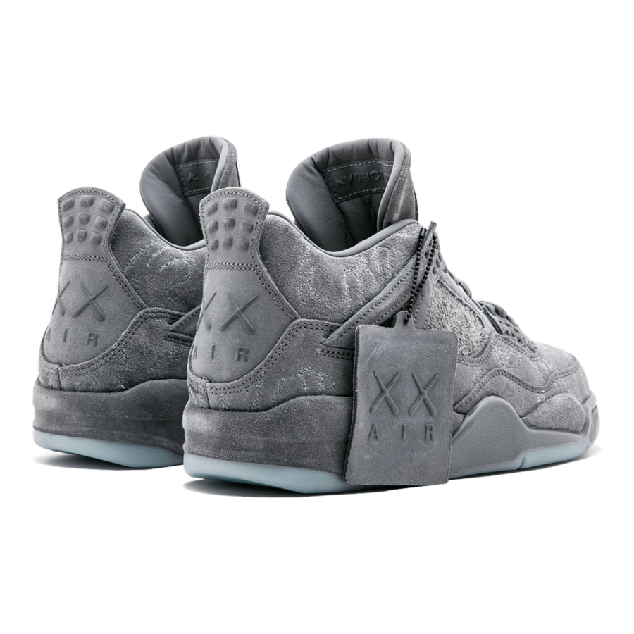 Air Jordan 4 Retro Kaws Luxus Wildleder Sneaker – Grau, Leuchtsohle