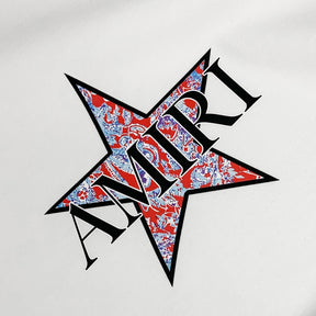 Amiri Paisley Stern T-Shirt Luxuriöses Designer Oberteil Baumwolle Streetwear Herren Mode