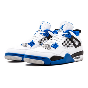 Air Jordan 4 Retro Motorsports Sneaker: Klassischer Herren Sportschuh aus Leder in Blau-Weiß
