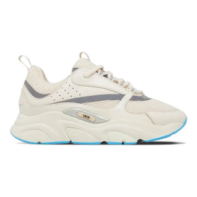 Dior B22 Creme Hellblau Luxus-Sneaker: Atmungsaktives Mesh, Leder & Retro-Design