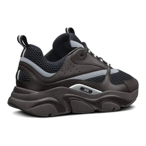 Dior B22 Schwarze Kalbsleder-Sneaker: Luxuriöse Retro-Laufschuhe mit Mesh-Design