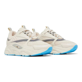 Dior B22 Creme Hellblau Luxus-Sneaker: Atmungsaktives Mesh, Leder & Retro-Design