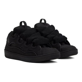 Lanvin Curb Low-Top Sneaker: Schwarzes Kalbsleder Wildleder Mesh Luxus Design