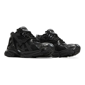 Luxuriöse Balenciaga Runner Schwarz Distressed Mesh Nylon Sneaker Ohne Leder