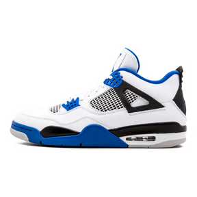 Air Jordan 4 Retro Motorsports Sneaker: Klassischer Herren Sportschuh aus Leder in Blau-Weiß