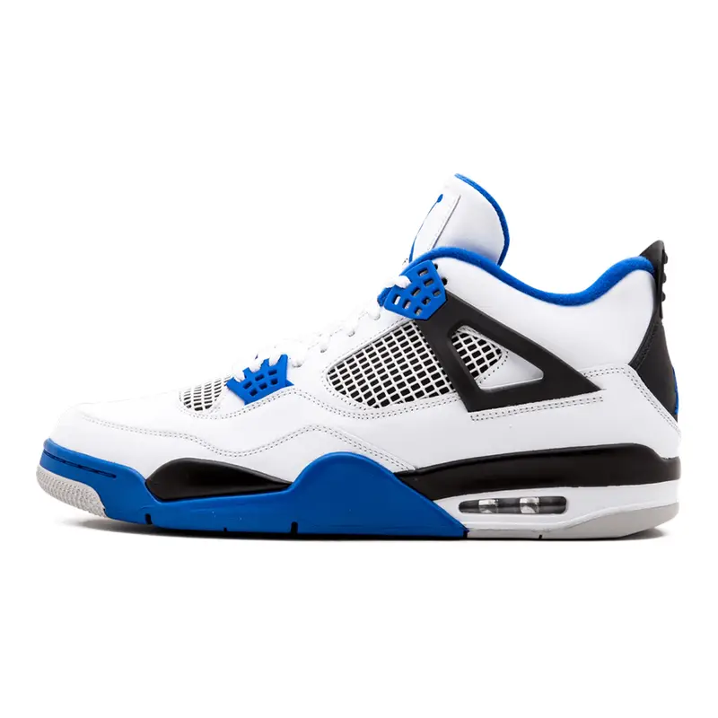 Air Jordan 4 Retro Motorsports Sneaker: Klassischer Herren Sportschuh aus Leder in Blau-Weiß