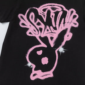 Syna World Hasen-Motiv T-Shirt: Stylisches Baumwollshirt für Streetwear-Fans, Unisex