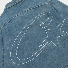 Corteiz Blaues Denim Set: Stylische Jacke & Jeans für Exklusiven Streetwear Look