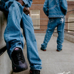Corteiz Blaues Denim Set: Stylische Jacke & Jeans für Exklusiven Streetwear Look