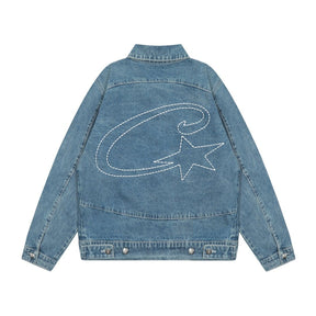Corteiz Blaues Denim Set: Stylische Jacke & Jeans für Exklusiven Streetwear Look